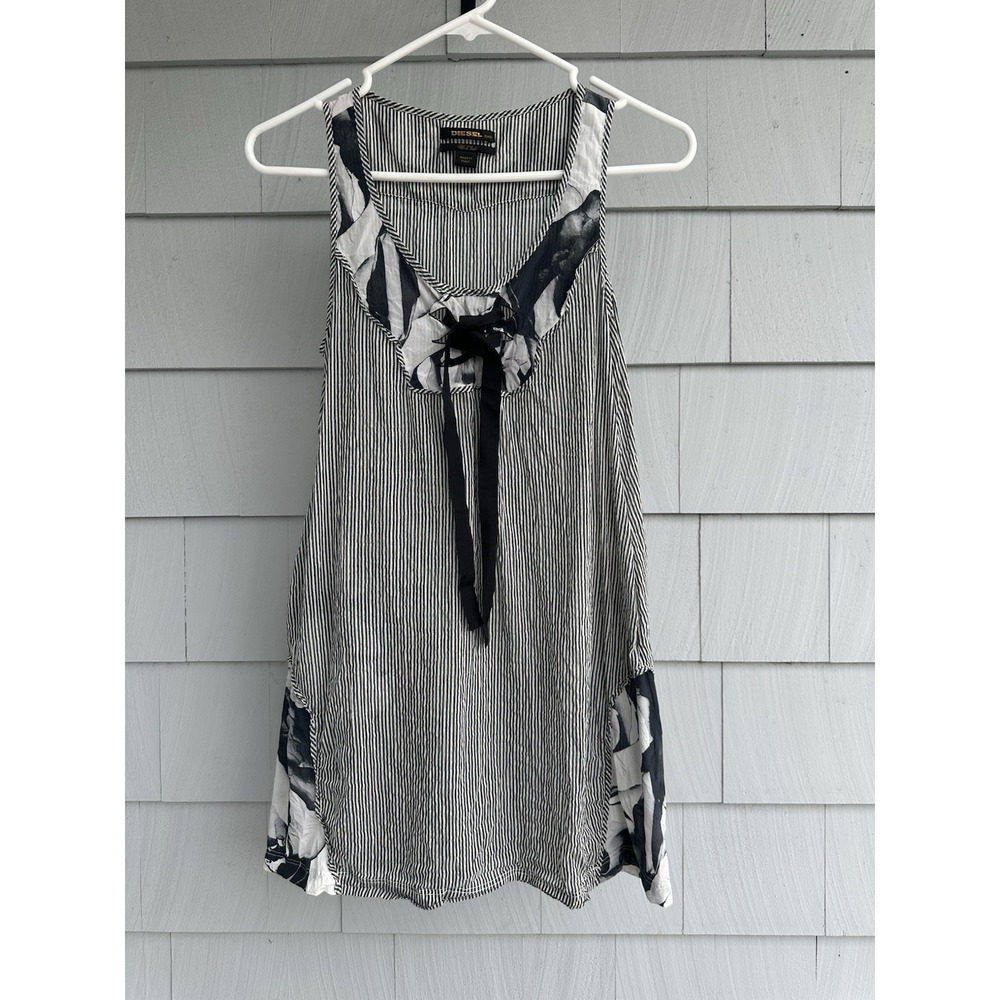 Diesel‎ Black Gold XXS Sleeveless Silk Blend Top Lace Up Detail Made in Italy